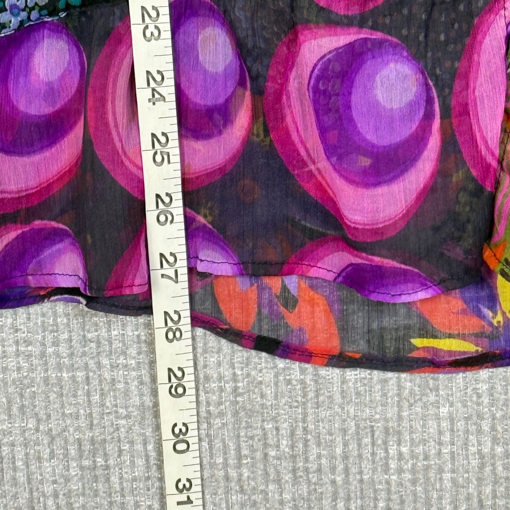 Desigual Sz M Floral Print Blouse Button Down LS Multicolor Sheer Statement - Picture 9 of 16